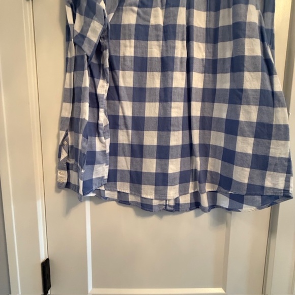 NWOT J. Crew Factory Blue & White Plaid XL Flannel Button Women's Shirt - Picture 6 of 10